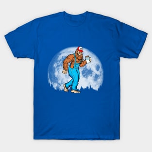 Appalachian Moonshine Bigfoot Full Moon & Overalls Sasquatch T-Shirt